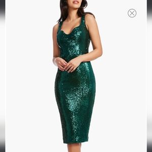 Like New Emerald Green Sequins Dress The Population Sloane Wiggle Dress Sz XL
